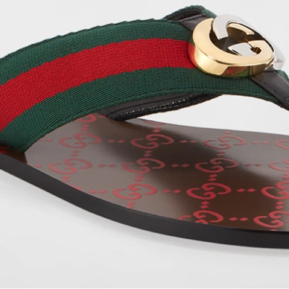 Brand New - Gucci Thong Slipper - Green and Red Flip Flops